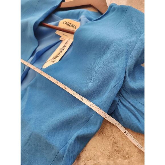 L'AGENCE Elleta collarless blazer Daphne blue size 2 NWT satin crepe - Picture 4 of 11